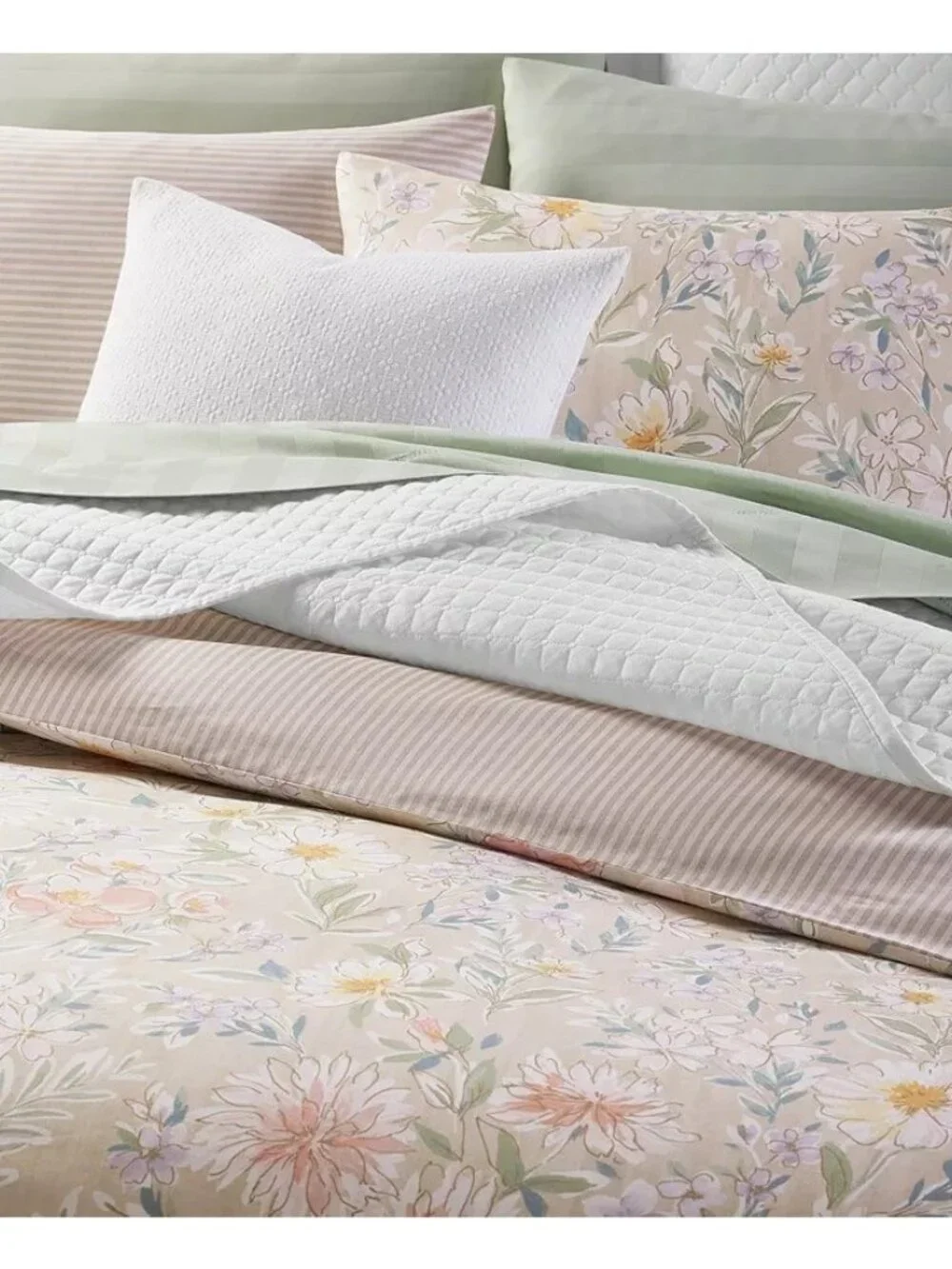 Charter Club Border Garden Comforter Set Twin Beige Floral MSRP $170